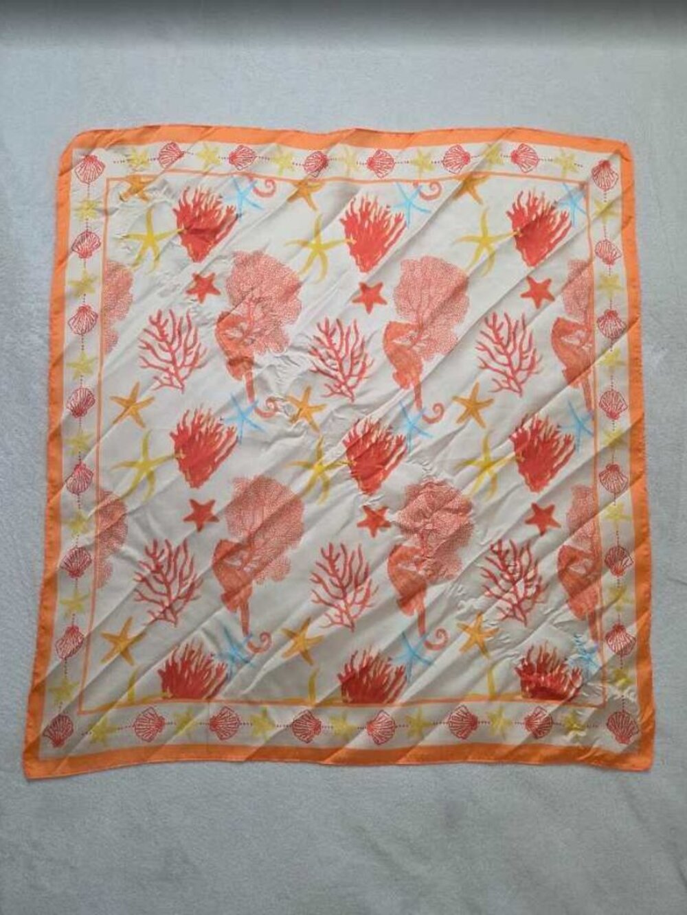 New Anthropologie coral reef fish shells & seahorse ocean life scarf